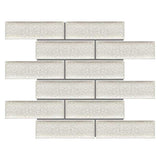 White Velvet crackle glass porcelain interlock mosaic tile