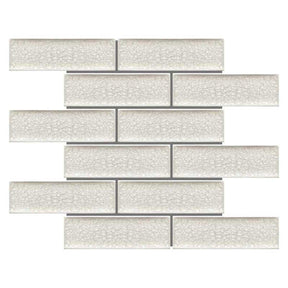 White Velvet crackle glass porcelain interlock mosaic tile