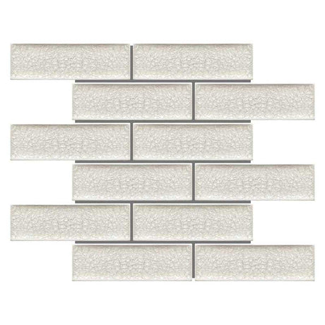 White Velvet crackle glass porcelain interlock mosaic tile