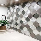 Falls Creek Blend metallic backsplash tile with polished glass