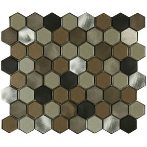Falls Creek Blend mini hexy aluminum glass mosaic tile