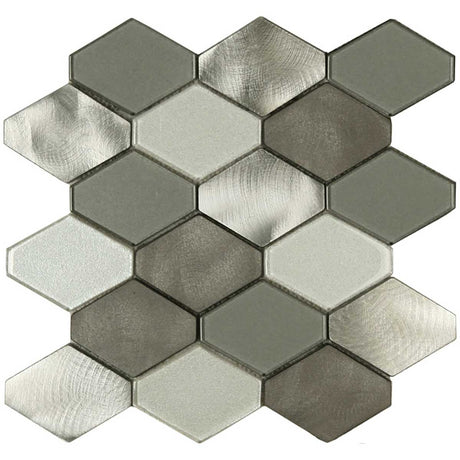 Mt Stirling Blend large hexy aluminum glass mosaic tile