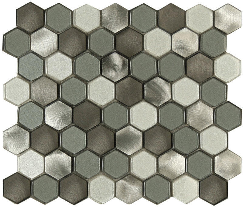 Mt Stirling Blend mini hexy aluminum glass mosaic tile