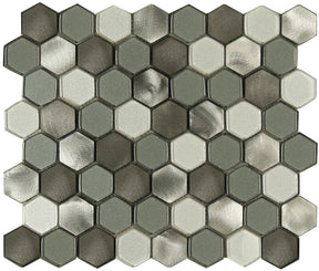 Mt Stirling Blend mini hexy aluminum glass mosaic tile