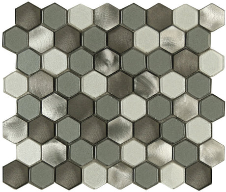 Mt Stirling Blend mini hexy aluminum glass mosaic tile