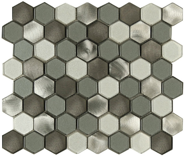 Mt Stirling Blend mini hexy aluminum glass mosaic tile