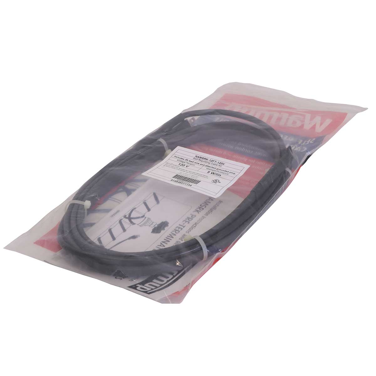 Warmup Self Regulating Heater Cable Kit with factory-terminated plug for pipe freeze protection and roof deicing kit pack