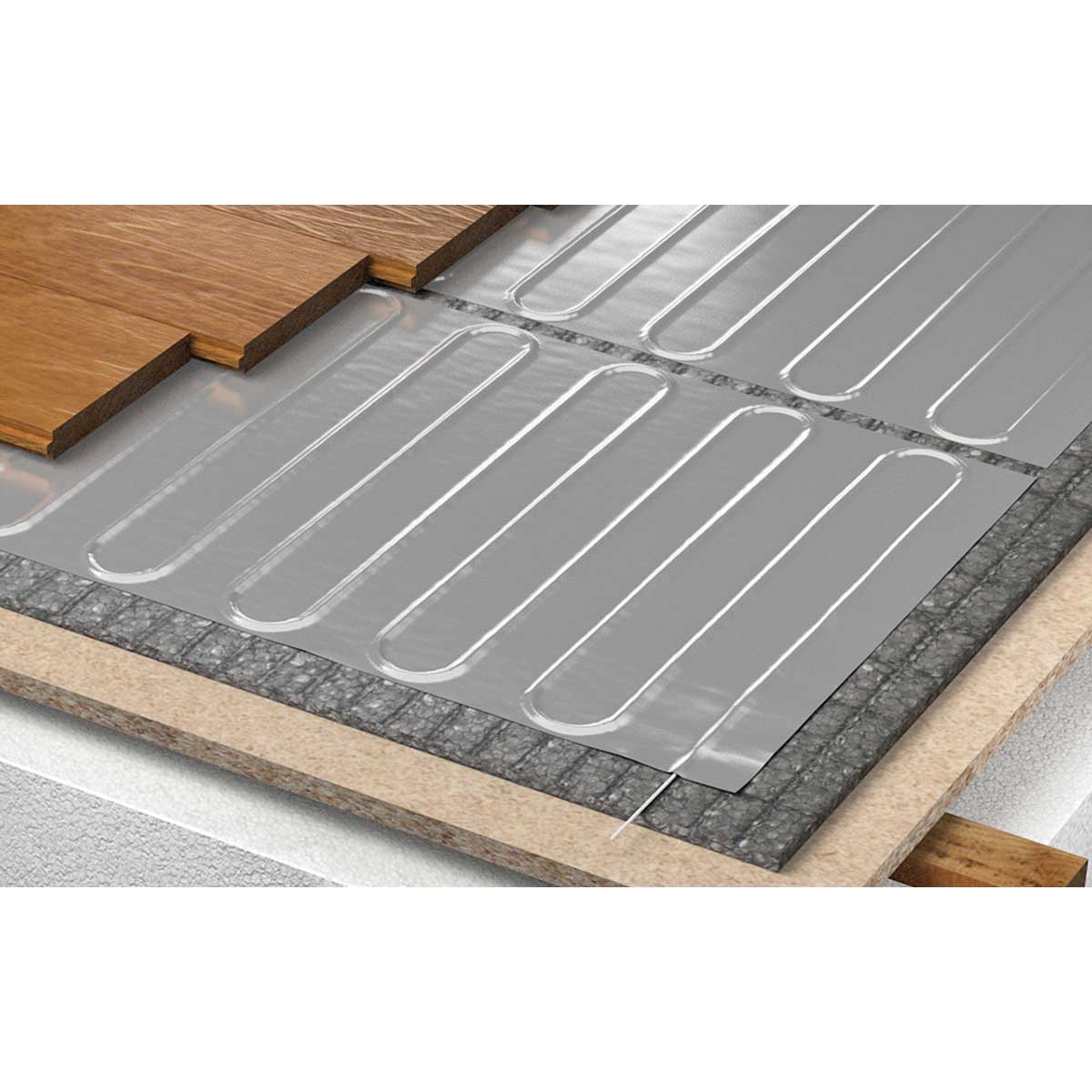 Warmup Foil Radiant Heating System 3D layout showing layer of installation