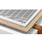 Warmup Insulated Underlay for Underfloor Heating 3D on a plywood board