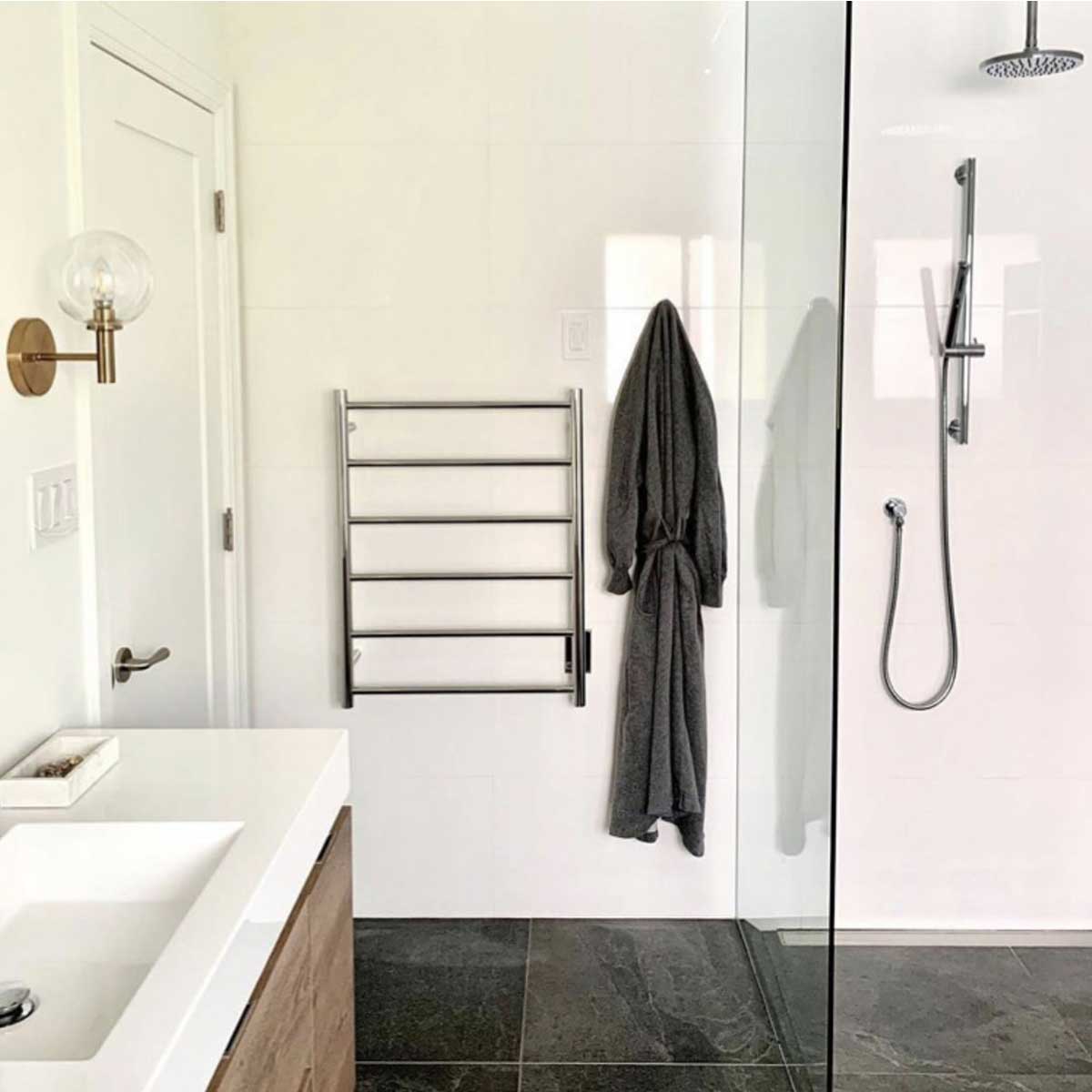 Bathroom with WarmUp Electric Towel Warmers 