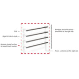 Diagram of WarmUp Electric Towel Warmers Liberty Single Bars installation with labeled parts on a white background
