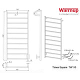 WarmUp Electric Towel Warmers - Designer Square TW110-BN Sketch